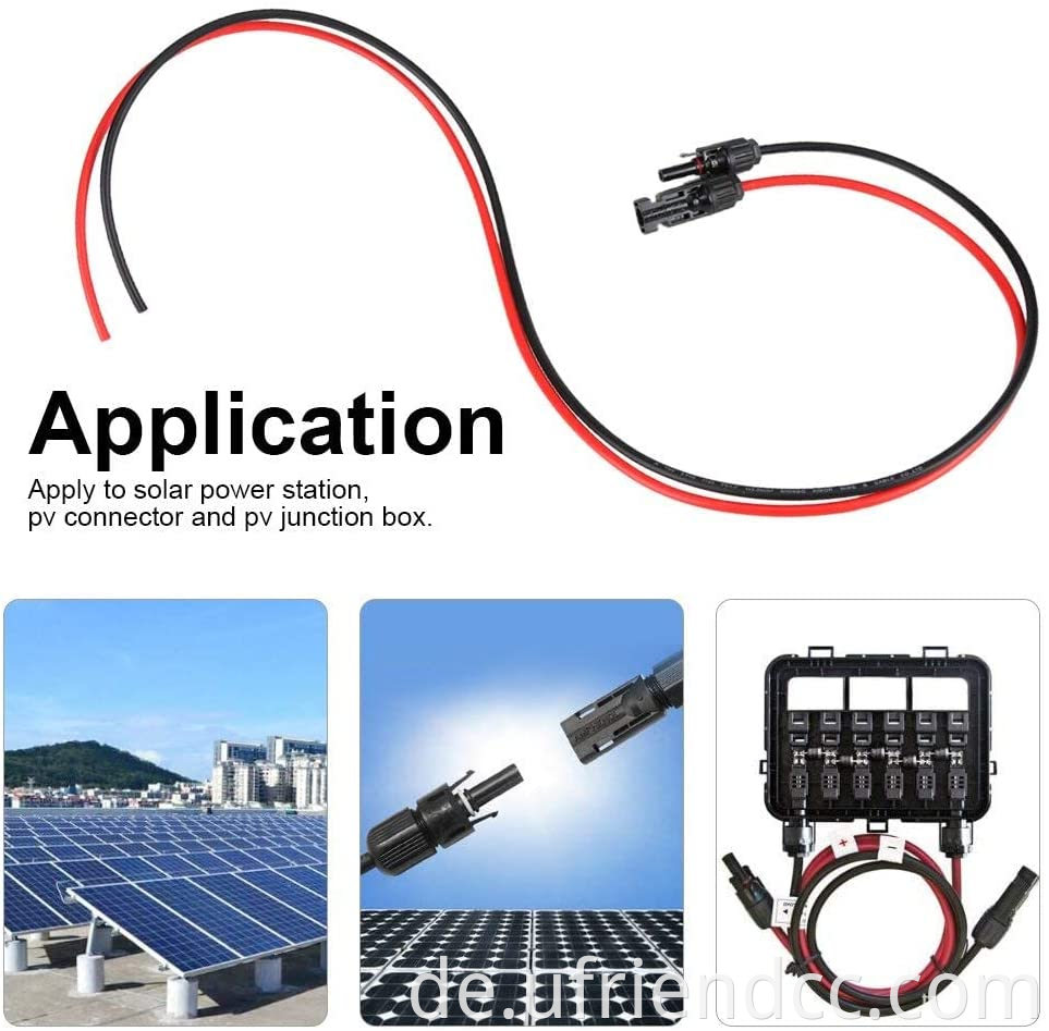 Solar -PV -Kabel -Verlängerungskabel 2,5 mm Paar Solarpanel DC1000V 30A für PV -Steckverbinder und PV -Junction -Box von Solar Power Station